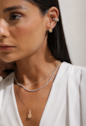 CONJUNTO COLAR E BRINCOS OVAL COM ZIRCÔNIAS YELLOW BANHADO A OURO CJ217-O
