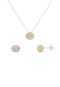 CONJUNTO COLAR E BRINCOS OVAL CRAVEJADO BANHADO A OURO CJ213-O