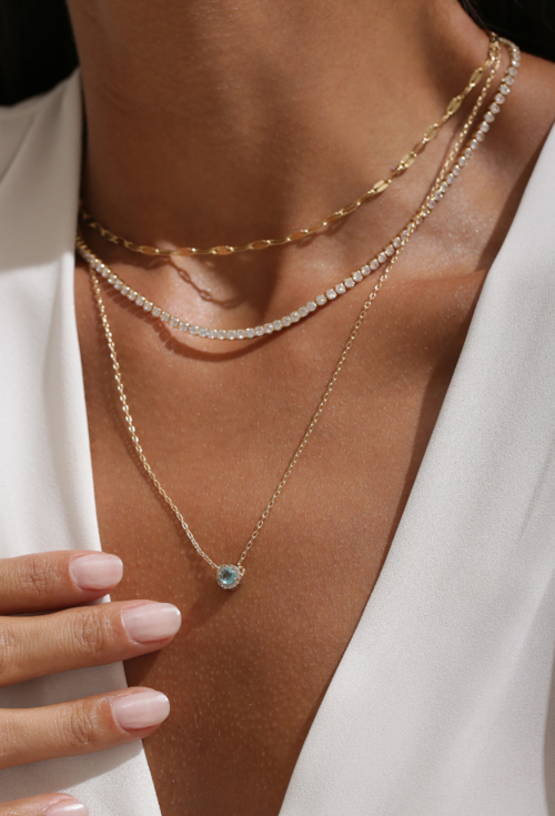 CONJUNTO COLAR E BRINCOS REDONDO CRAVEJADO COM PEDRA AZUL BANHADO A OURO CJ212-O