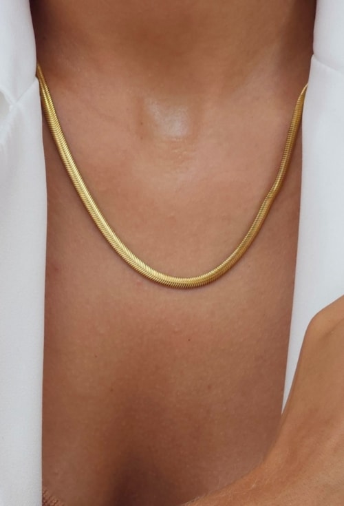 CONJUNTO COLAR E PULSEIRA FIO ALEMÃO 4MM AÇO INOX DOURADO CJ175-AD