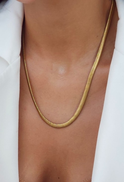 CONJUNTO COLAR E PULSEIRA FIO ALEMÃO 5MM AÇO INOX DOURADO CJ174-AD