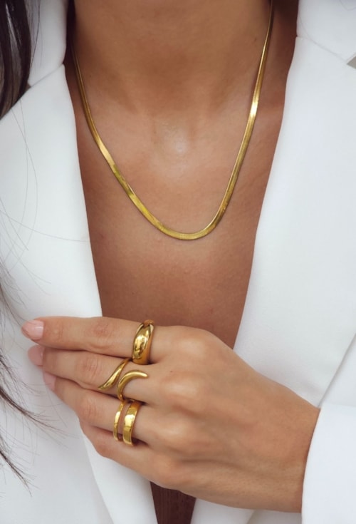 CONJUNTO COLAR E PULSEIRA FITA 3MM AÇO INOX DOURADO CJ173-AD