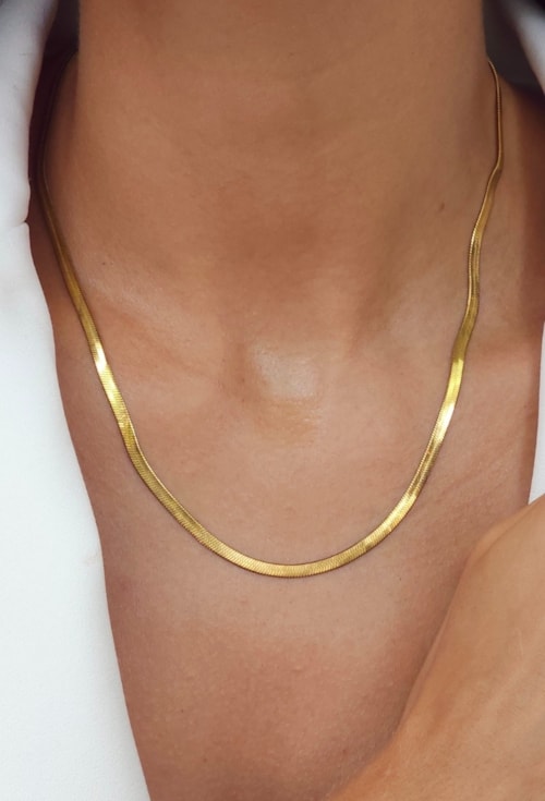 CONJUNTO COLAR E PULSEIRA FITA 3MM AÇO INOX DOURADO CJ173-AD