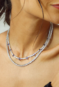 CONJUNTO COLAR RIVIERA CRISTAL E BRINCOS GOTA AMETISTA BANHADO A RÓDIO CJ231-R