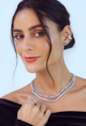 CONJUNTO COLAR RIVIERA CRISTAL E BRINCOS GOTA AZUL PARAÍBA BANHADO A RÓDIO CJ231-R