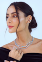 CONJUNTO COLAR RIVIERA CRISTAL E BRINCOS GOTA AZUL PARAÍBA BANHADO A RÓDIO CJ231-R