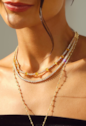 CONJUNTO COLAR RIVIERA CRISTAL E BRINCOS GOTA CITRINO BANHADO A OURO 18K CJ231-O