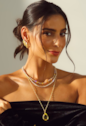 CONJUNTO COLAR RIVIERA CRISTAL E BRINCOS GOTA CITRINO BANHADO A OURO 18K CJ231-O