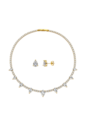 CONJUNTO COLAR RIVIERA E BRINCOS GOTA CRISTAL BANHADO A OURO 18K CJ231-O