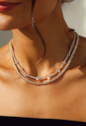 CONJUNTO COLAR RIVIERA E BRINCOS GOTA CRISTAL BANHADO A OURO 18K CJ231-O