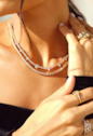 CONJUNTO COLAR RIVIERA E BRINCOS GOTA CRISTAL BANHADO A OURO 18K CJ231-O