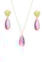 CONJUNTO COM BASE MARTELADA DE GOTA FÚCSIA CJ069-O