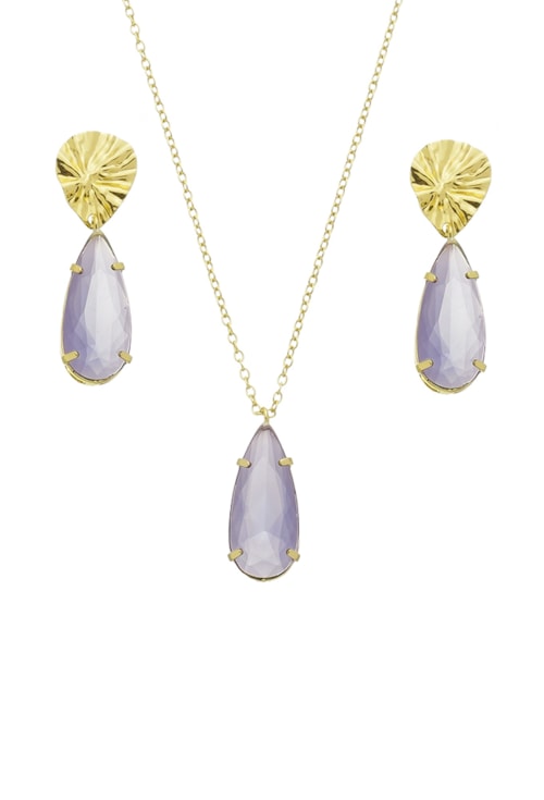 CONJUNTO COM BASE MARTELADA DE GOTA TANZANITA FOSCA CJ069-O CONJUNTO COM BASE MARTELADA DE GOTA TANZANITA FOSCA CJ069-O