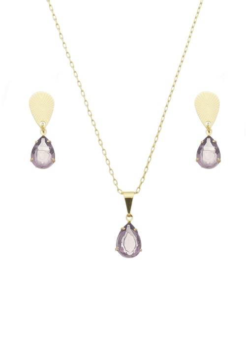 CONJUNTO COM BASE TEXTURIZADA DE AMETISTA CJ073-O CONJUNTO COM BASE TEXTURIZADA DE AMETISTA CJ073-O