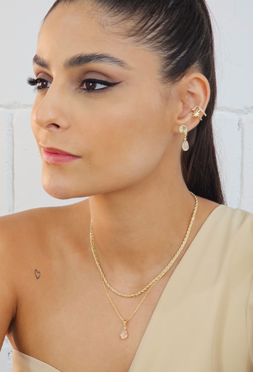 CONJUNTO COM BASE TEXTURIZADA DE MORGANITA RUTILADA CJ073-O