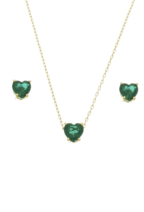 CONJUNTO COM CORAÇÃO ESMERALDA CJ085-O