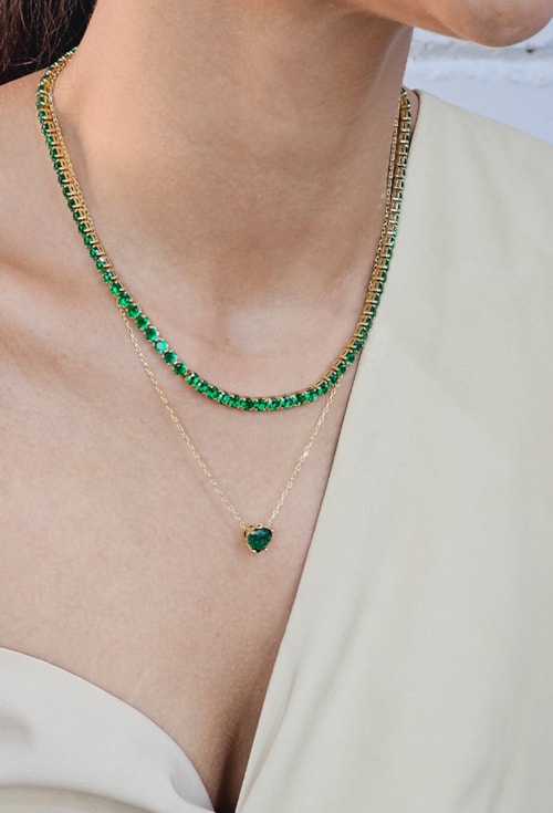 CONJUNTO COM CORAÇÃO ESMERALDA CJ085-O