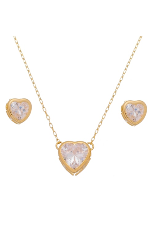 CONJUNTO COM PEDRA CORAÇÃO CRISTAL CJ025-O