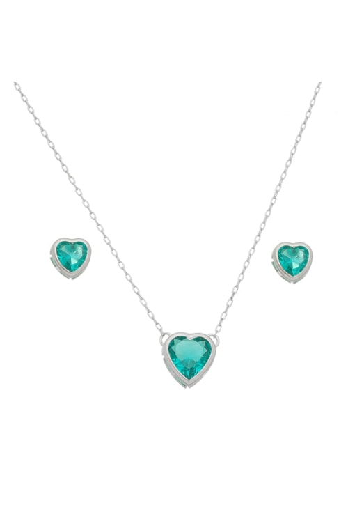 CONJUNTO COM PEDRA CORAÇÃO TURMALINA CJ025-R