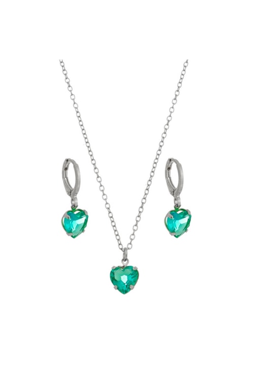 CONJUNTO COM PEDRA DE CORAÇÃO TURMALINA CJ014-R CONJUNTO COM PEDRA DE CORAÇÃO TURMALINA CJ014-R