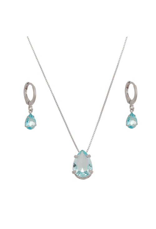 CONJUNTO COM PEDRA GOTA AZUL PARAÍBA CJ009-R