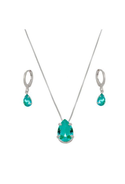 CONJUNTO COM PEDRA GOTA TURMALINA CJ009-R