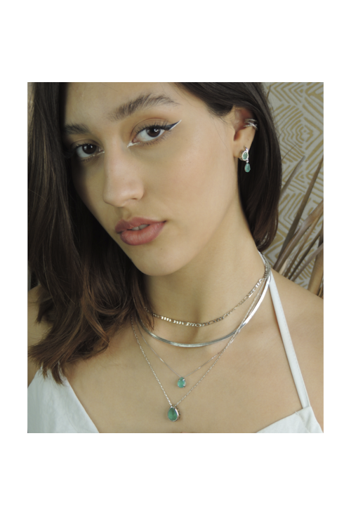 CONJUNTO COM PEDRA GOTA TURMALINA LEITOSO CJ009-R