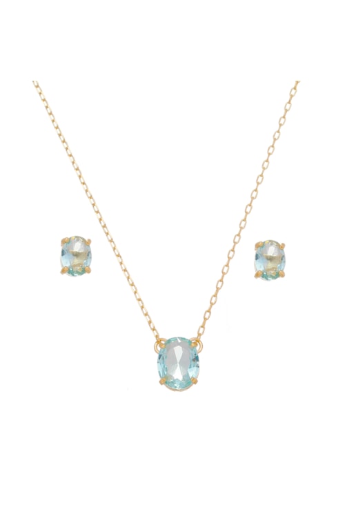 CONJUNTO COM PEDRA OVAL AZUL PARAÍBA CJ026-O