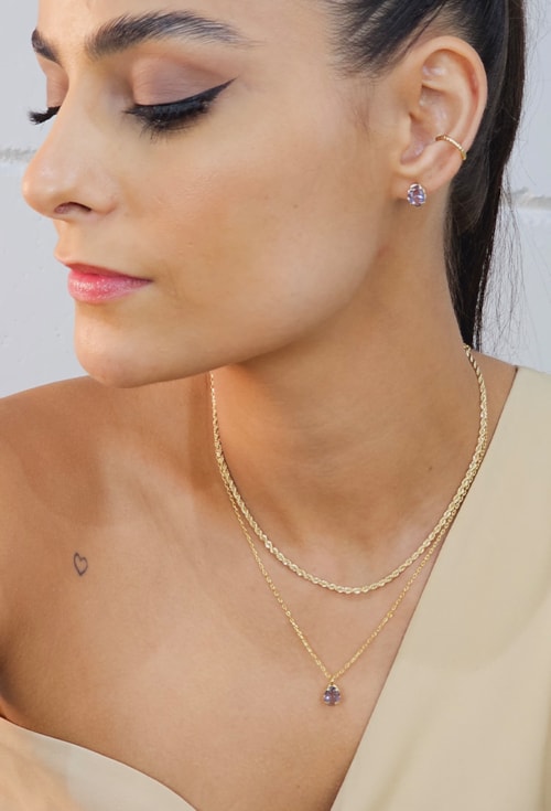 CONJUNTO COM PEDRA OVAL TANZANITA CJ087-O CONJUNTO COM PEDRA OVAL TANZANITA CJ087-O