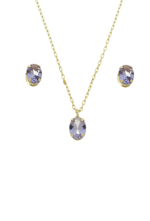 CONJUNTO COM PEDRA OVAL TANZANITA CJ087-O CONJUNTO COM PEDRA OVAL TANZANITA CJ087-O