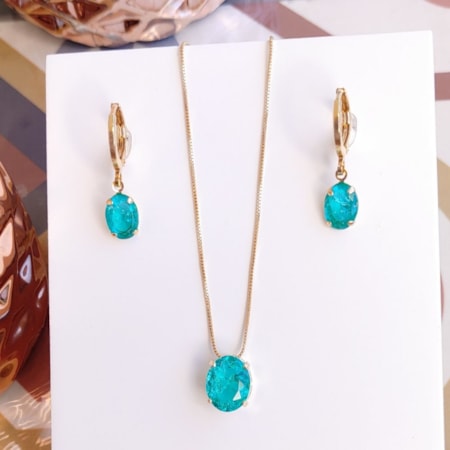 CONJUNTO COM PEDRA OVAL TURMALINA FUSION CJ008-O CONJUNTO COM PEDRA OVAL TURMALINA FUSION CJ008-O