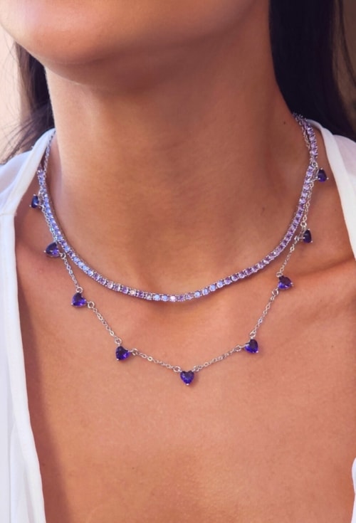 CONJUNTO CORAÇÃO AMETISTA RÓDIO CJ194-R CONJUNTO CORAÇÃO AMETISTA RÓDIO CJ194-R