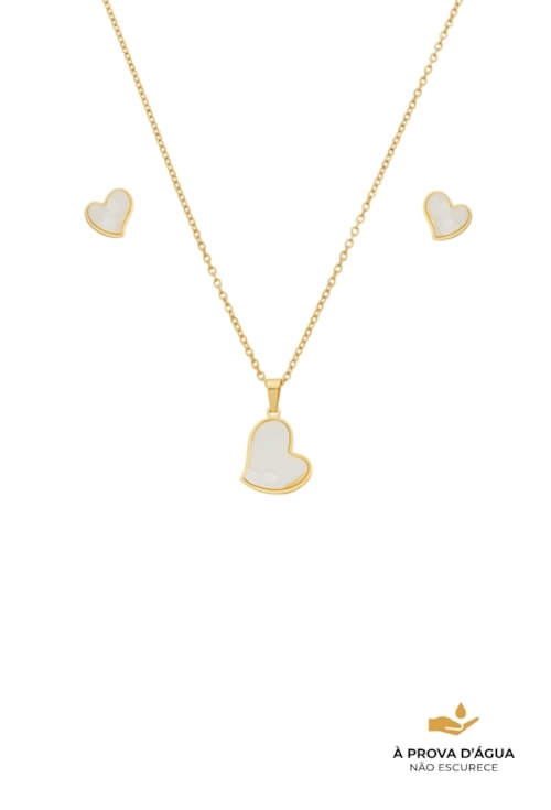 CONJUNTO CORAÇÃO ASSIMÉTRICO MADREPÉROLA CJ172-AD