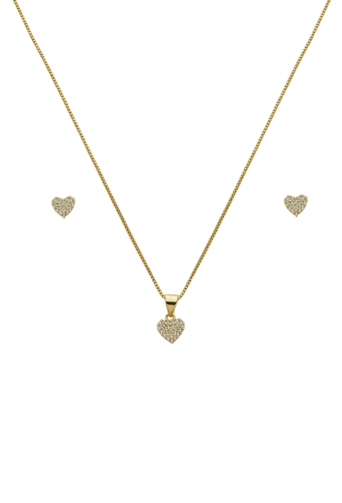 CONJUNTO CORAÇÃO CRAVEJADO COM MICRO ZIRCÔNIAS CJ128-O