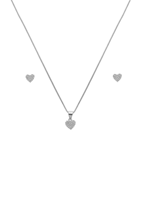 CONJUNTO CORAÇÃO CRAVEJADO COM MICRO ZIRCÔNIAS CJ128-R