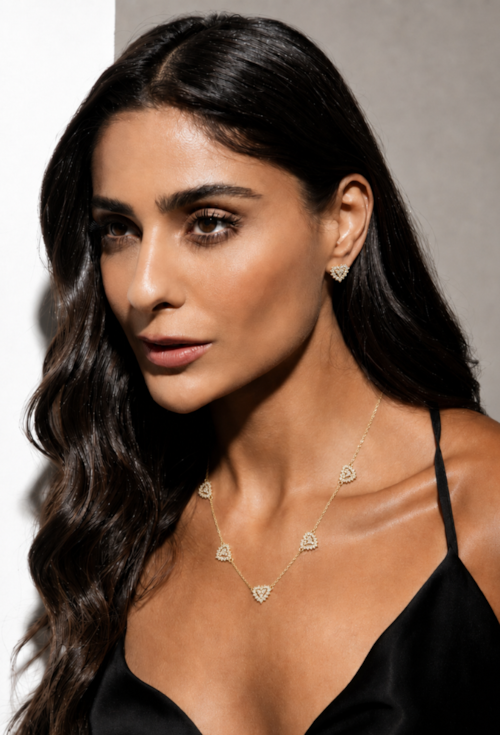 CONJUNTO CORAÇÃO CRAVEJADO ZIRCÔNIA BANHADO OURO CJ203-O