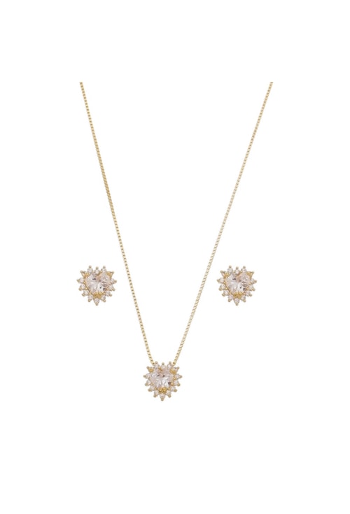 CONJUNTO CORAÇÃO CRISTAL COM ZIRCÔNIAS CJ038-O