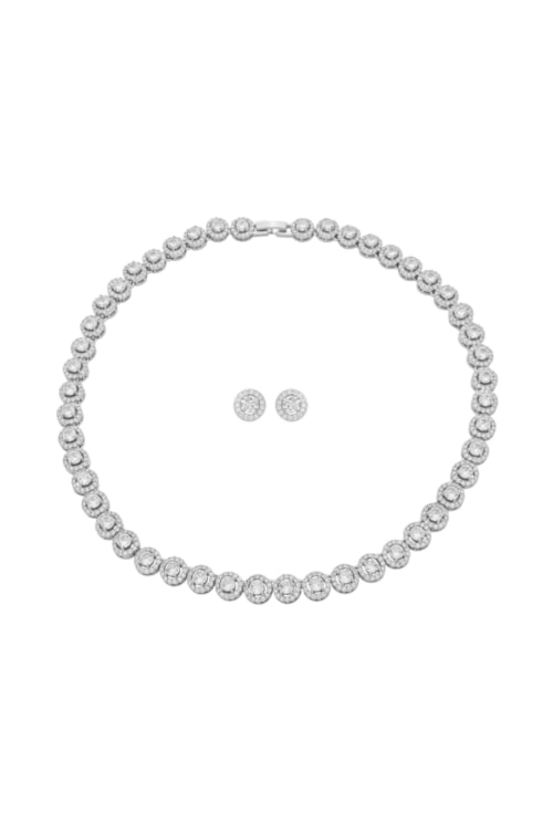 CONJUNTO CRAVEJADO CÍRCULOS COM COLAR E BRINCO NO RÓDIO CJ178-R