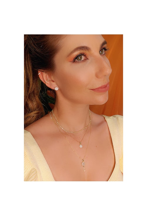 CONJUNTO CRAVEJADO COM ZIRCÔNIA NO OURO CJ022-O