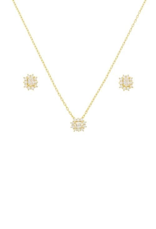 CONJUNTO CRAVEJADO DELICADO OURO CJ182-O