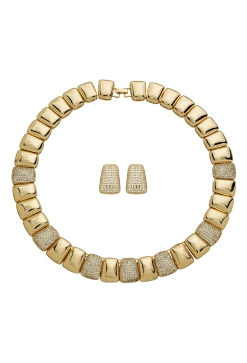 CONJUNTO CRAVEJADO NO OURO CJ139-O