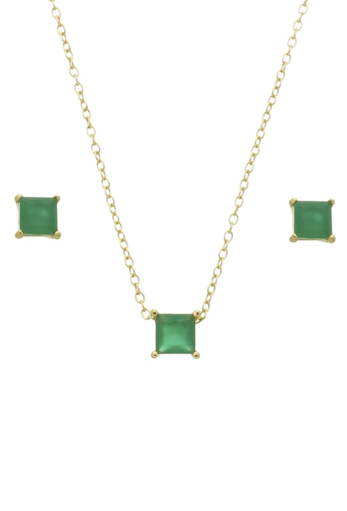 CONJUNTO CRISTAL ESMERALDA LEITOSA QUADRADO CJ028-O CONJUNTO CRISTAL ESMERALDA LEITOSA QUADRADO CJ028-O