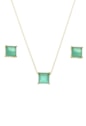 CONJUNTO CRISTAL JADE VERDE QUADRADO CJ028-O