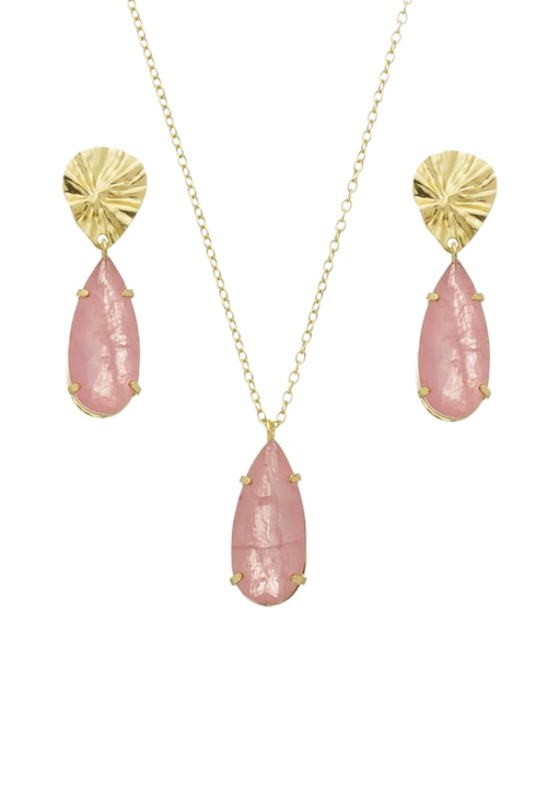 CONJUNTO DE BASE MARTELADA COM GOTA KUNZITA FUSION CJ077-O CONJUNTO DE BASE MARTELADA COM GOTA KUNZITA FUSION CJ077-O