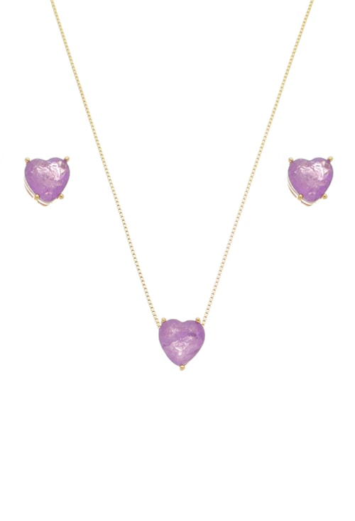 CONJUNTO DE CORAÇÃO AMETISTA FUSION CJ056-O CONJUNTO DE CORAÇÃO AMETISTA FUSION CJ056-O