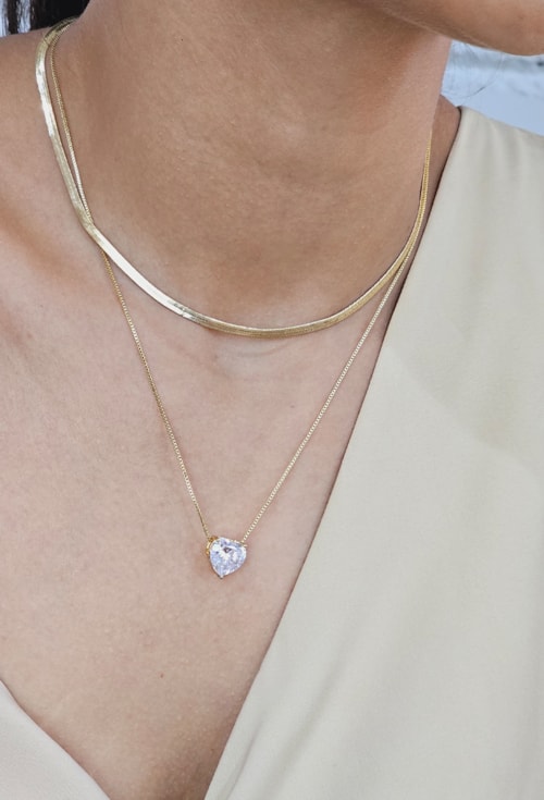 CONJUNTO DE CORAÇÃO COM PEDRA CRISTAL CJ055-O