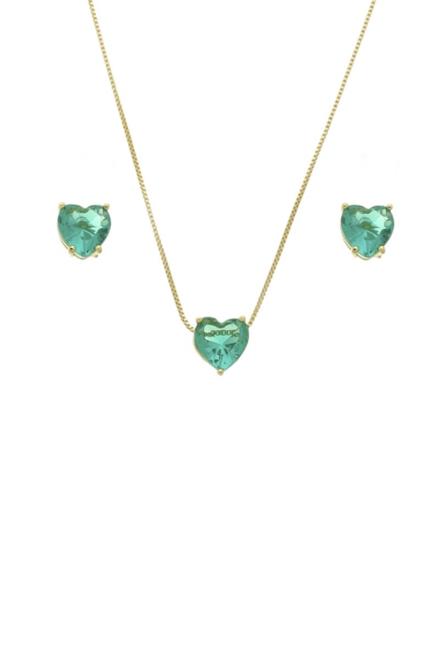 CONJUNTO DE CORAÇÃO COM PEDRA TURMALINA CJ055-O CONJUNTO DE CORAÇÃO COM PEDRA TURMALINA CJ055-O