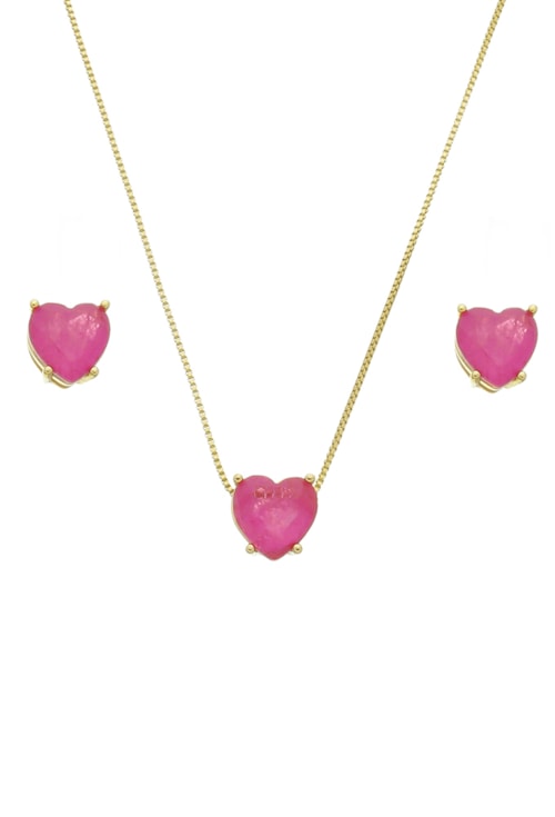 CONJUNTO DE CORAÇÃO FÚCSIA FUSION CJ056-O
