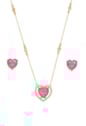 CONJUNTO DE CORAÇÃO FÚCSIA FUSION CRAVEJADO CJ050-O