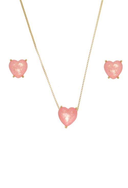 CONJUNTO DE CORAÇÃO KUNZITA FUSION CJ056-O